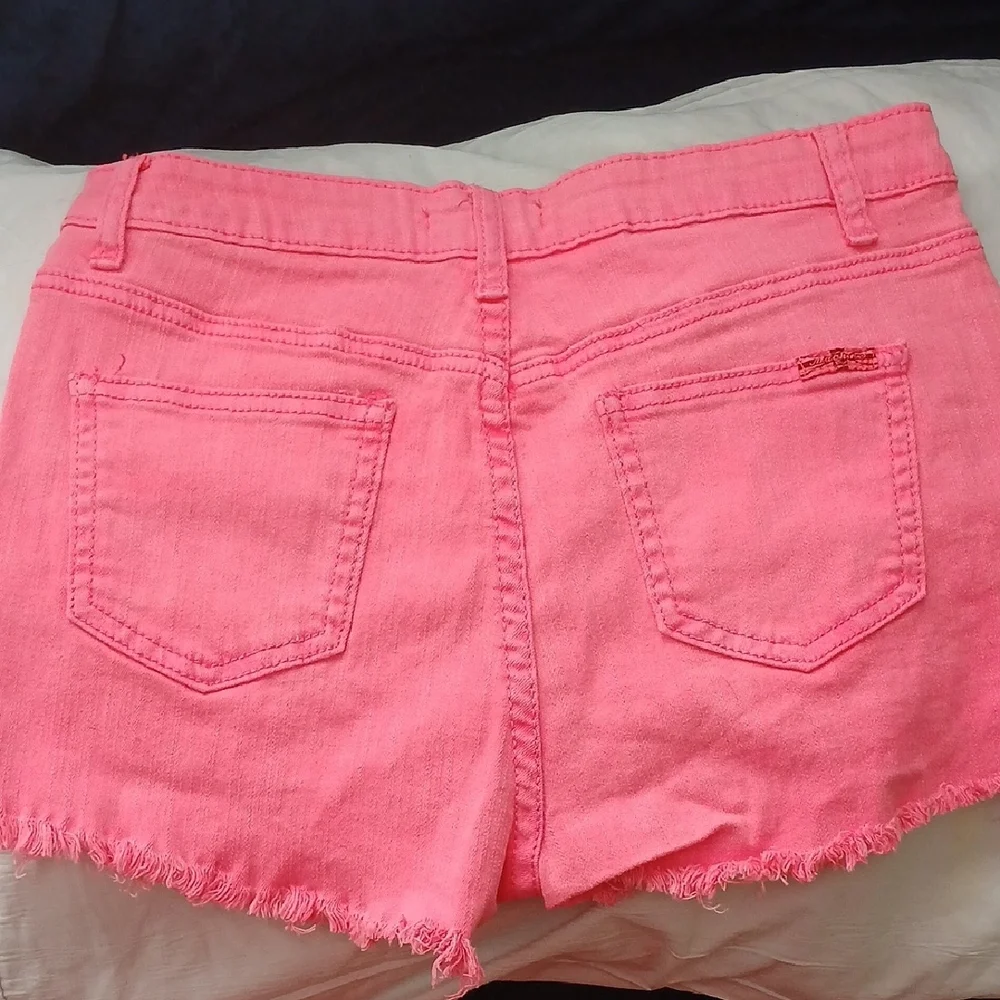 Pink Distressed Denim Shorts - Picture 6 of 7